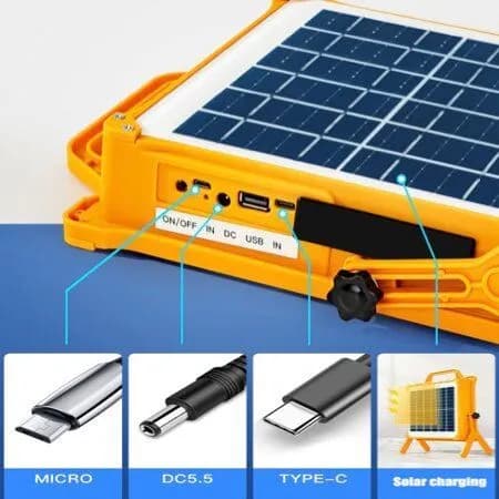פרוז'קטור סולארי קמפינג נייד 150W עם טעינה יוצאת