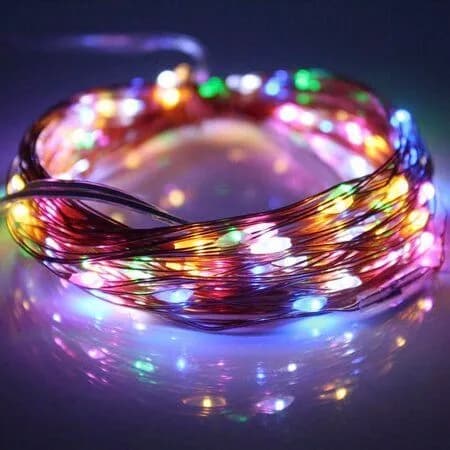 גרילנדה סולארית 100 לדים צבעונית RGB