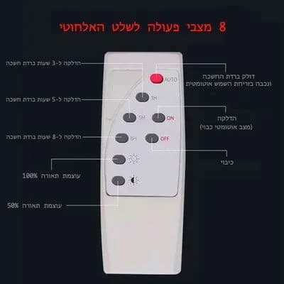 פרוז'קטור סולארי 25 וואט | זרקור לד סולארי 25W עם שלט גוון לבן קר