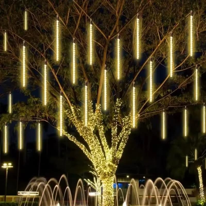 שרשרת נורות סולארית - 8 נטיפים באורך 50 ס"מ | לבן חם