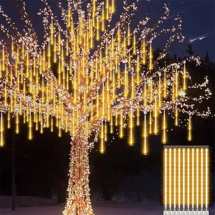 שרשרת נורות סולארית - 8 נטיפים באורך 50 ס"מ | לבן חם