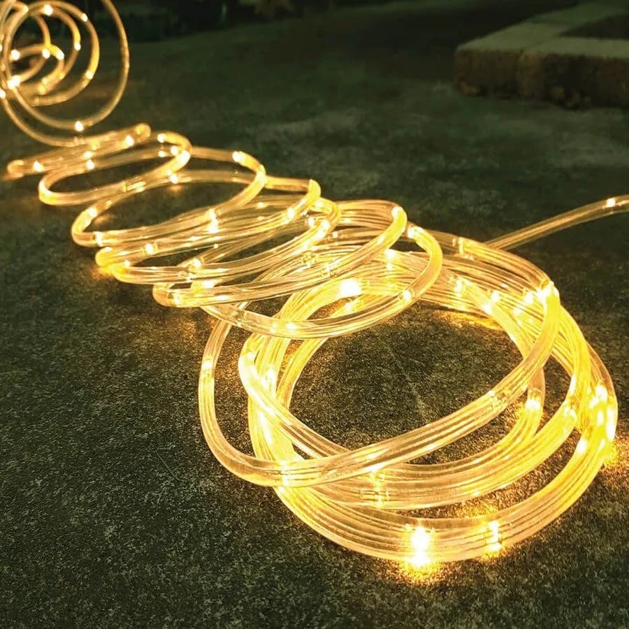 חבל לדים סולארי 100 לד 12 מ' עם שלט אלחוטי ו-USB | לבן חם