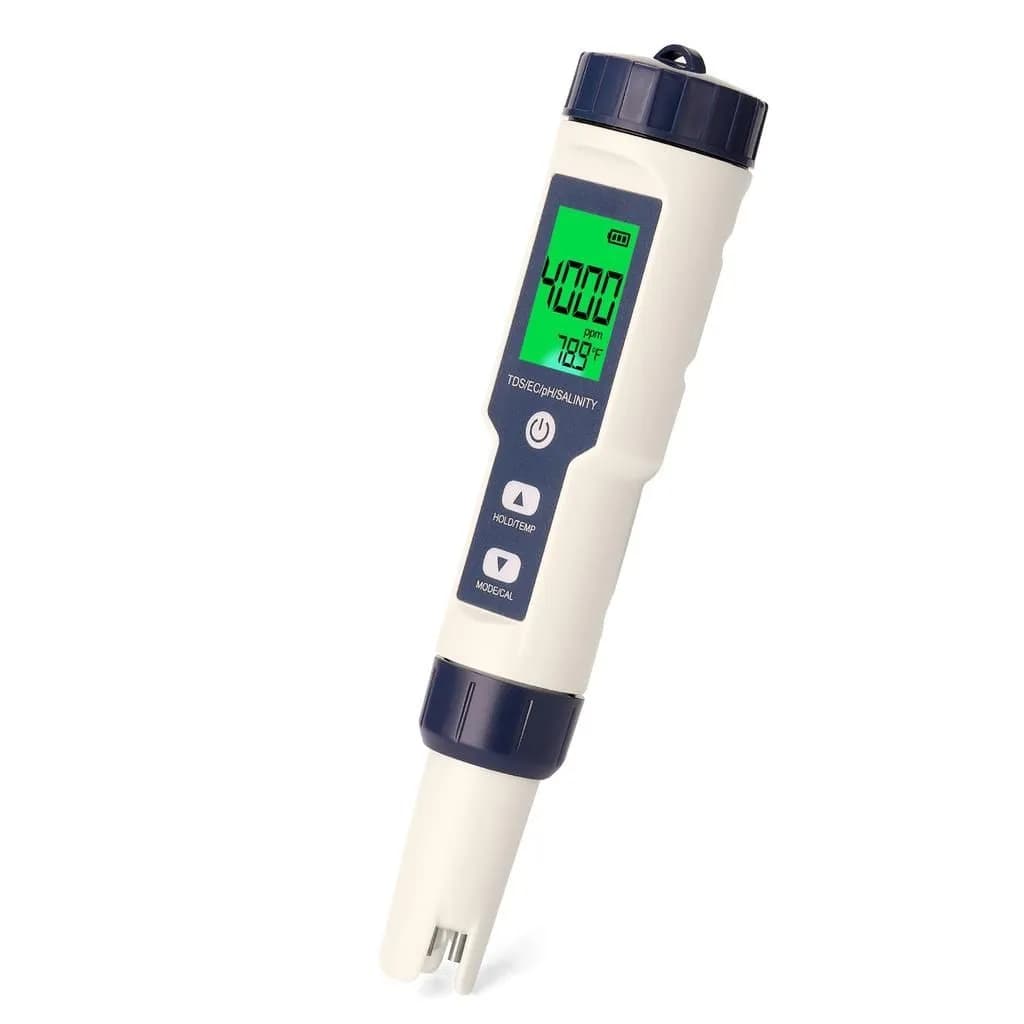 מד איכות מים דיגיטלי 5 ב-1: בוחן PH, TDS, EC, מליחות וטמפרטורה